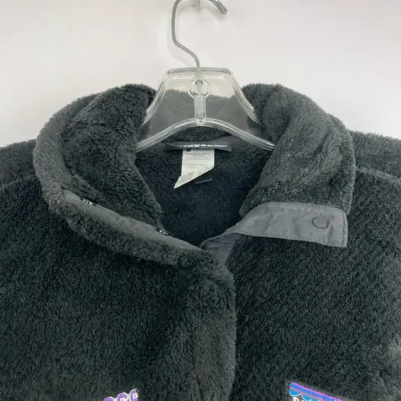 Women's PATAGONIA Polartec 1/4 Snap-T Black Fleece Pullover Sweater Small - Picture 3 of 13
